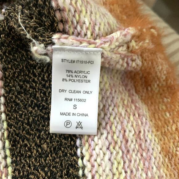 3/$15 All In Favor Soft Fuzzy Striped Sweater in Pink Brown Multi - Picture 8 of 9